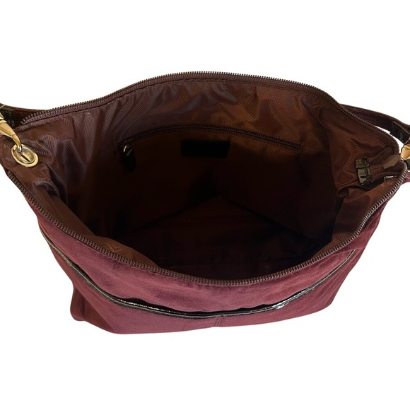 NWT Lauren Ralph Lauren Burgundy Velvet Hobo Bag Purse Handbag - Picture 5 of 7
